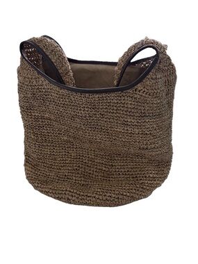 Flora Bella Raffia and Leather Woven Shoulder Bag Hobo Boho